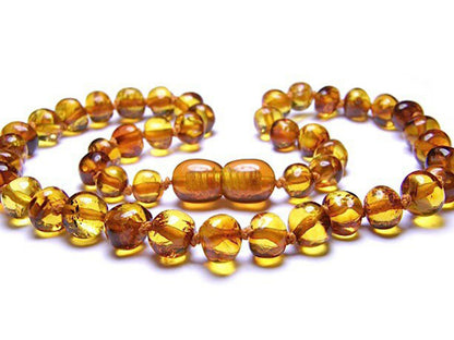 Amber teething necklace - luxury baroque cognac beads