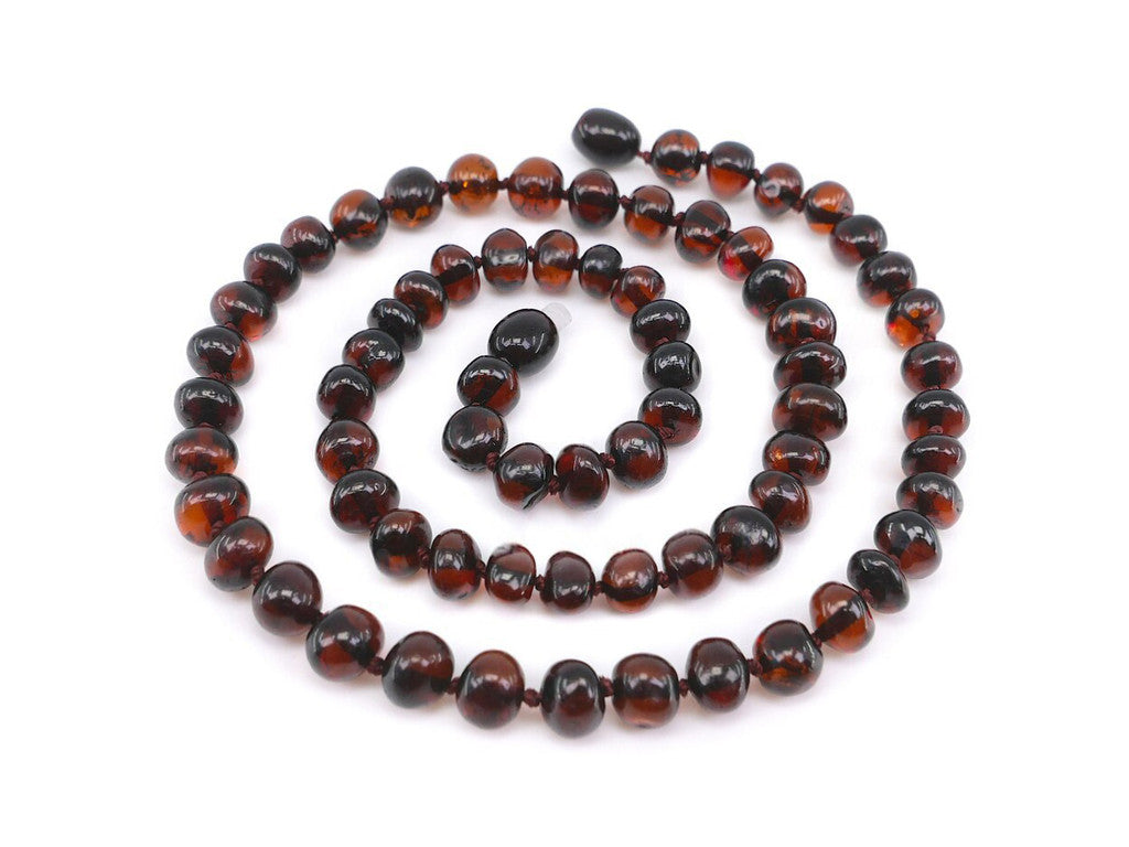 Adult Dark cherry / black adult amber necklace