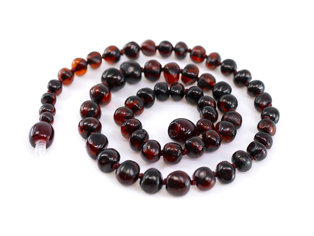 Adult Dark cherry / black adult amber necklace