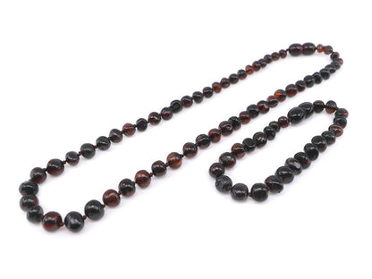 Amber teething set - dark cherry baroque beads